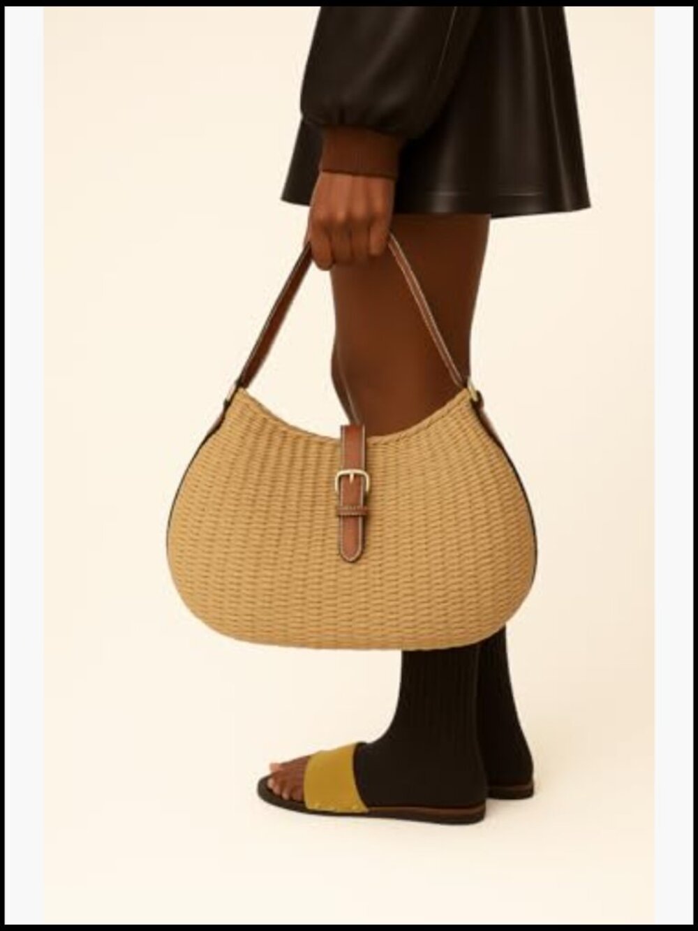 Straw Shoulder Bag Summer Beach Bag Handmade Adjustable Strap Satchel - Picture 2 of 7
